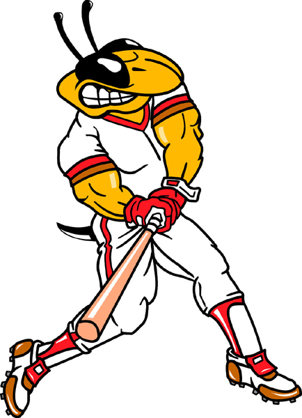 Yellow Jacket baseball mascot color vinyl sports decal. Customize on line. Yellow Jacket Baseball